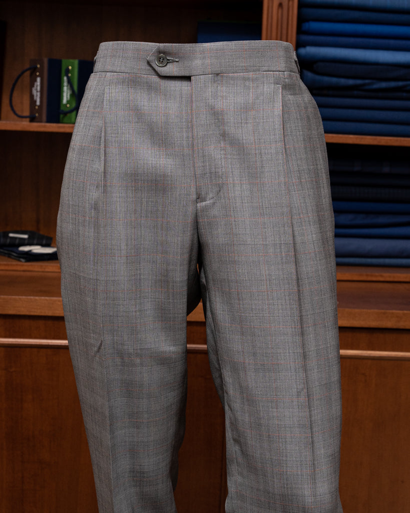 Pantalone Tiziano Principe di Galles Grigio Overcheck Rosso