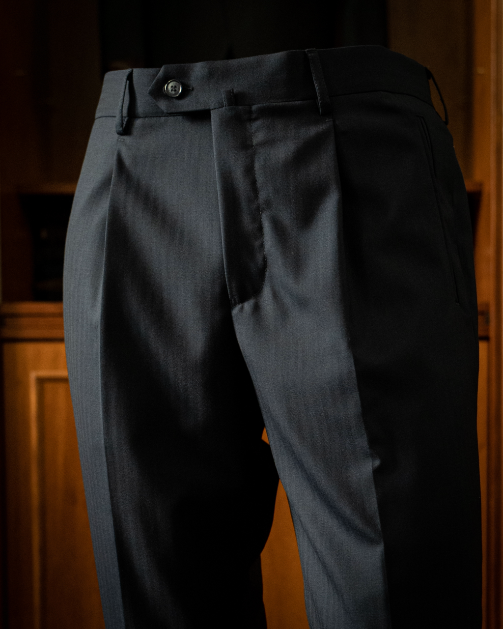 Tiziano Black Herringbone Pants