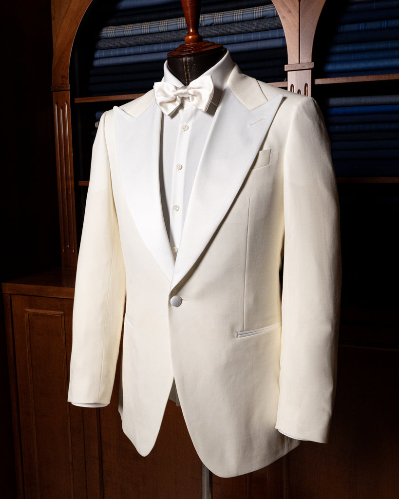 Michelangelo White Tuxedo with Satin