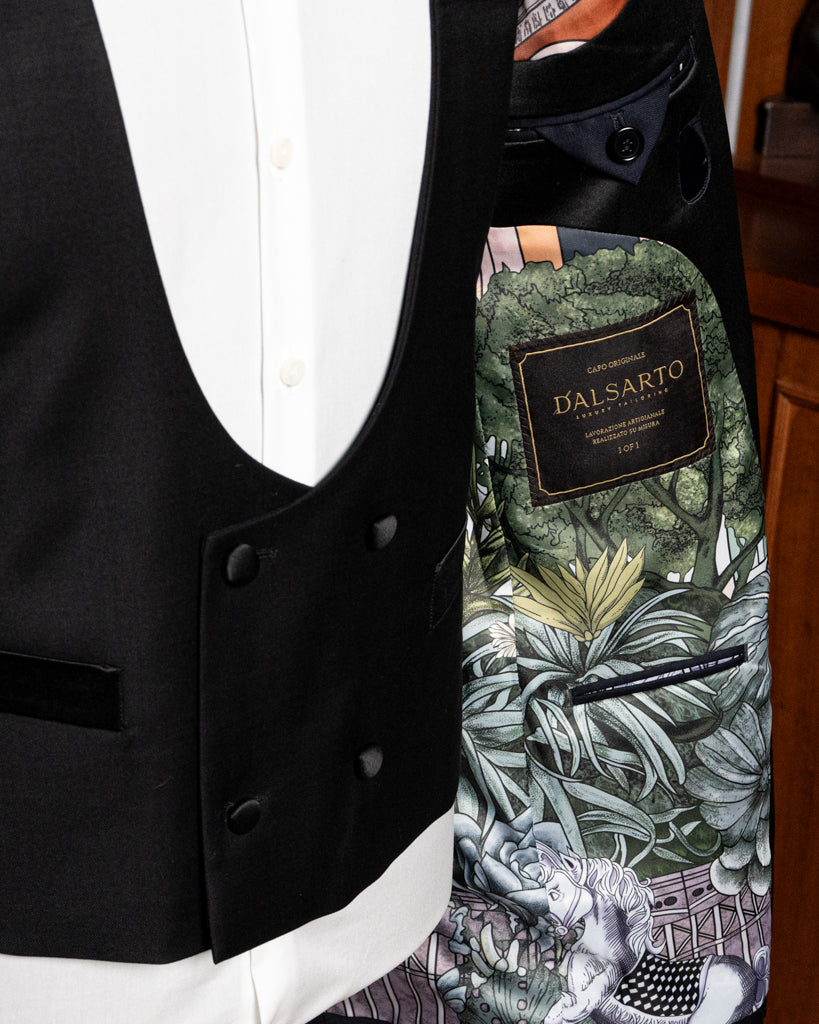 Donatello Black Shiny Tuxedo with Vest