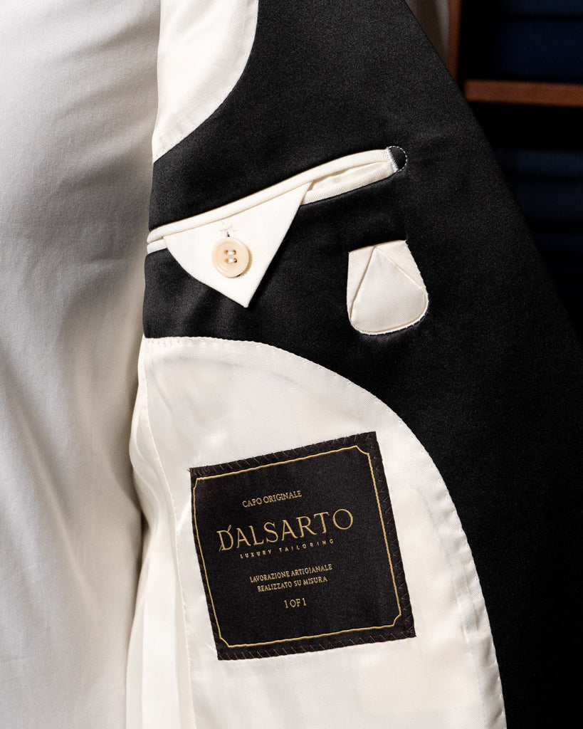 Donatello White Tuxedo with Black Satin