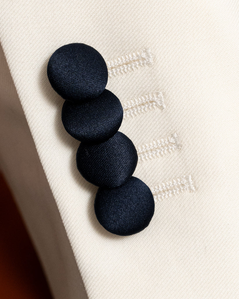 Donatello Cream Tuxedo with Blue Satin and Cobalt Blue Waistcoat