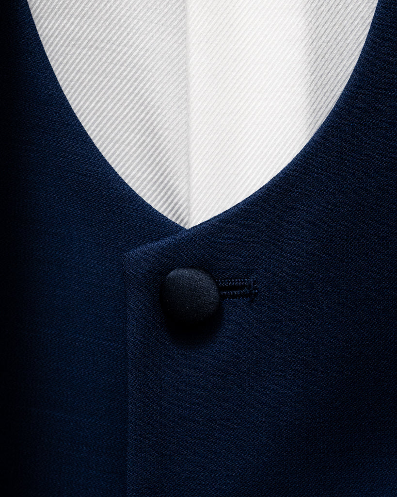 Donatello Cream Tuxedo with Blue Satin and Cobalt Blue Waistcoat