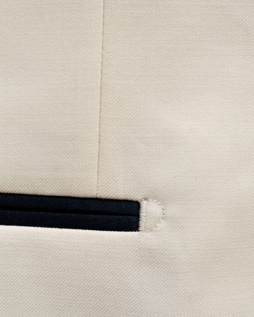 Donatello Cream Tuxedo with Blue Satin and Cobalt Blue Waistcoat
