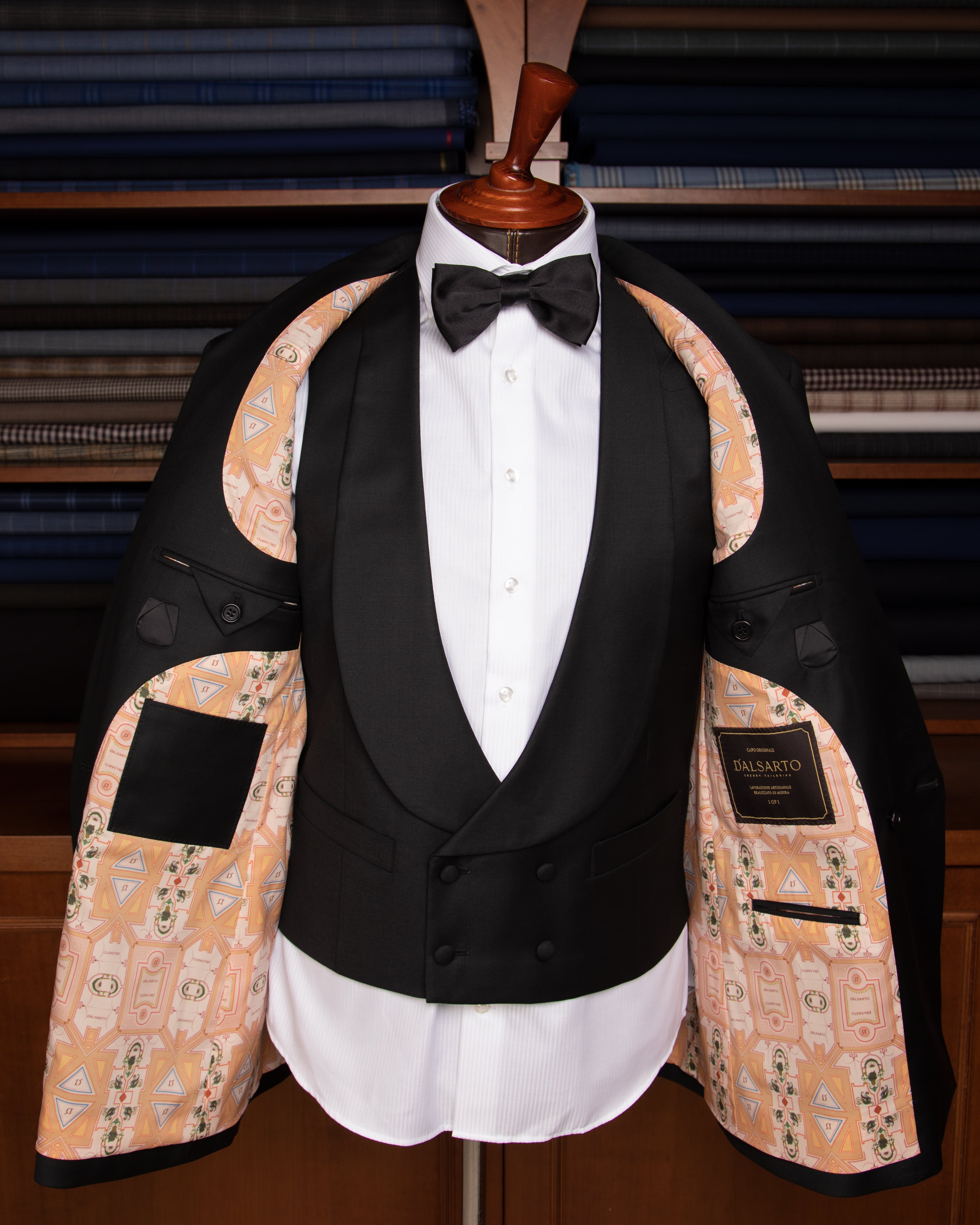 Donatello Black Double Breasted Tuxedo with Vest