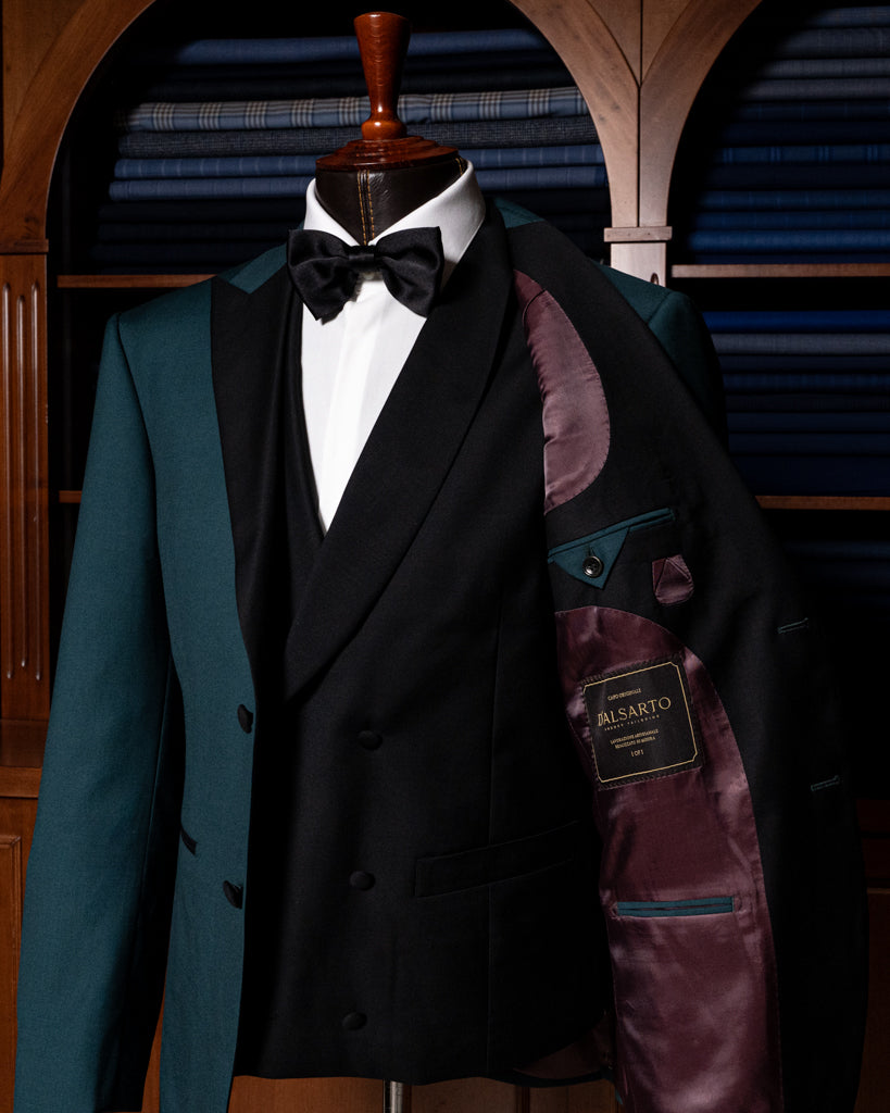 Smoking Verde Petrolio con Gilet Nero