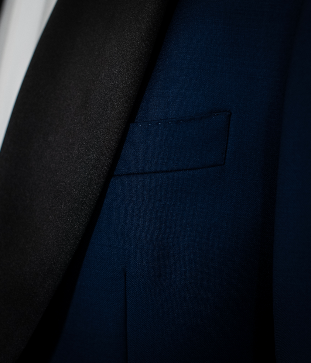 Donatello Blue Tuxedo with Black Satin