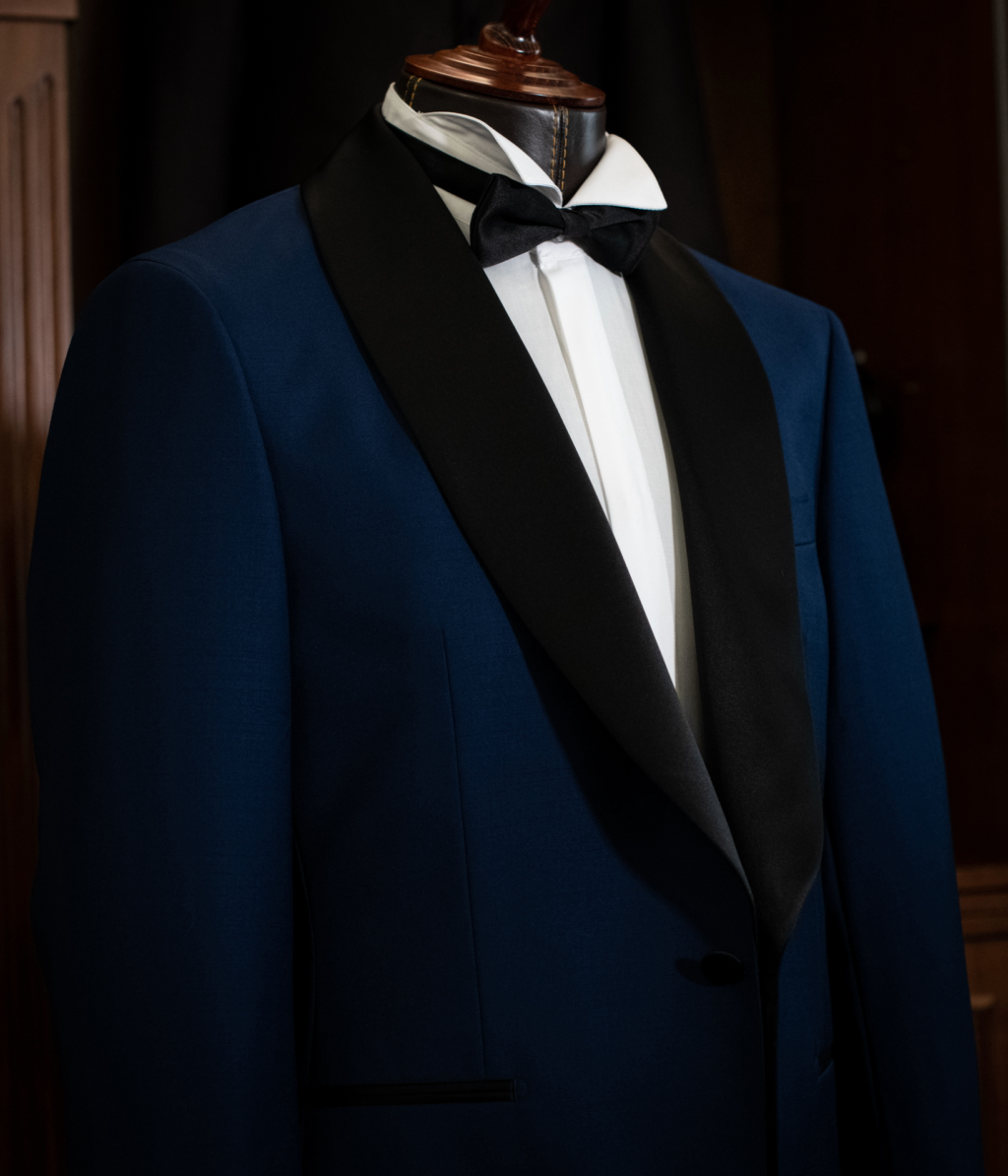 Donatello Blue Tuxedo with Black Satin
