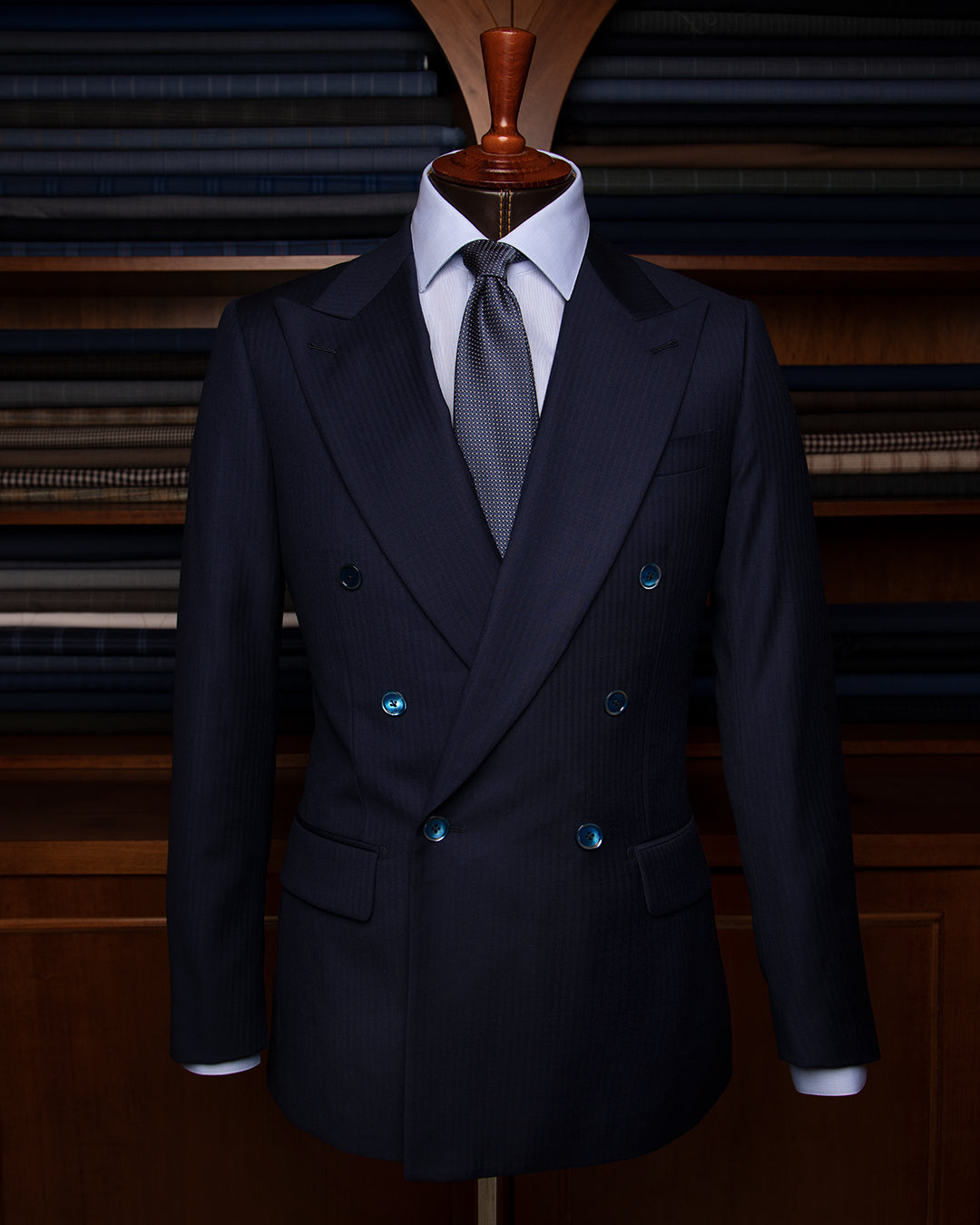 Abito Perugino Blu Scuro Spinato