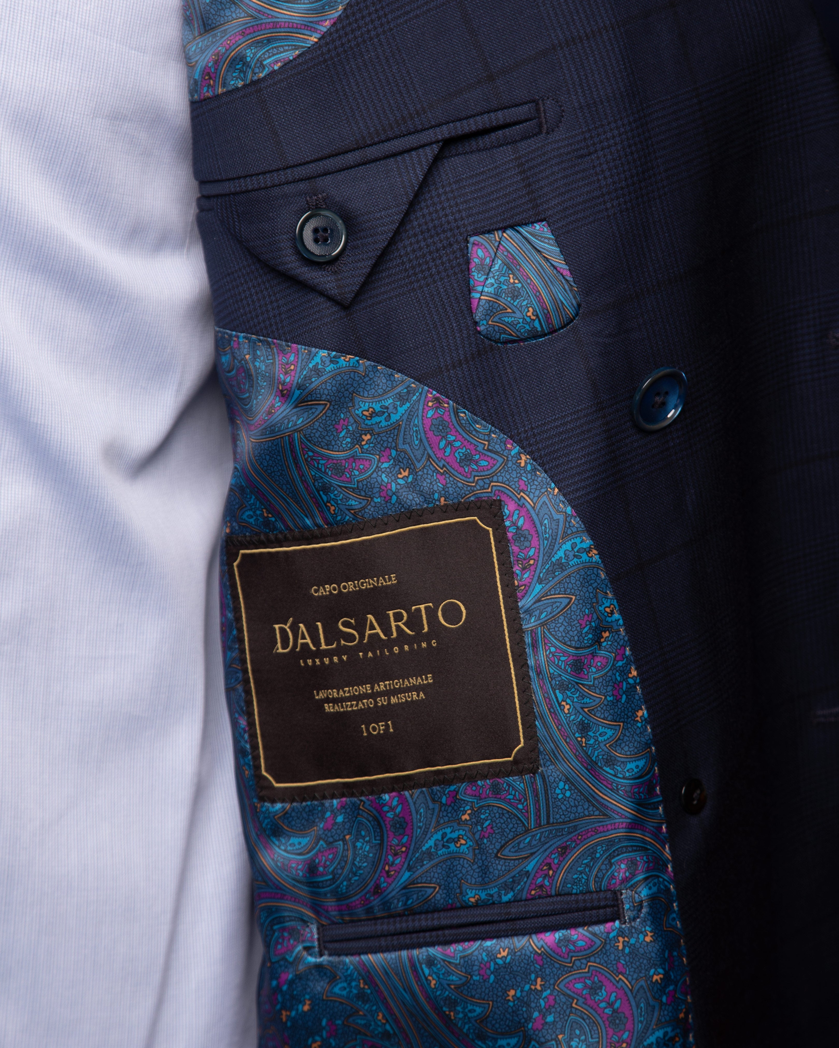 Canova Prince of Wales Blue Double Breasted Suit