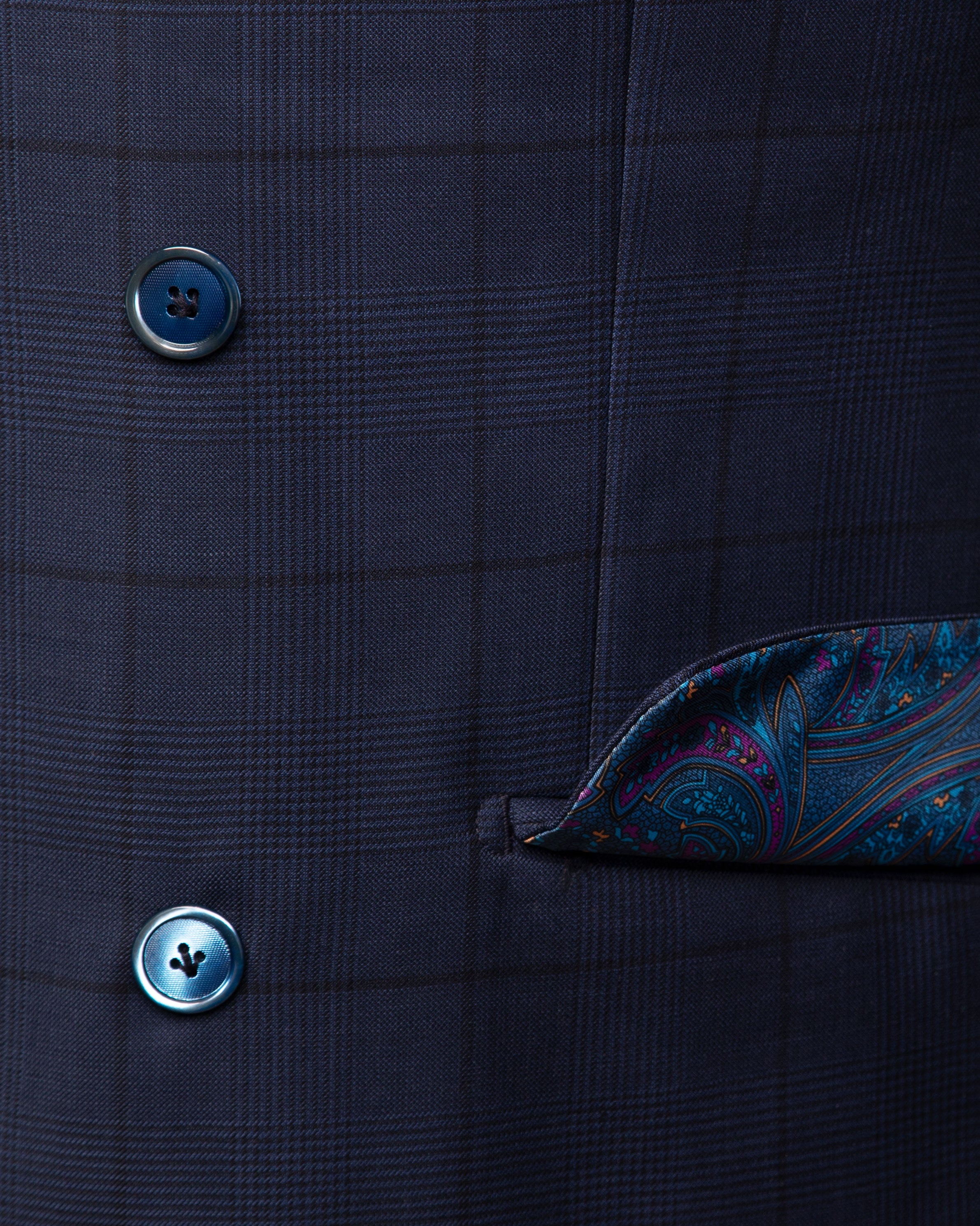 Canova Prince of Wales Blue Double Breasted Suit