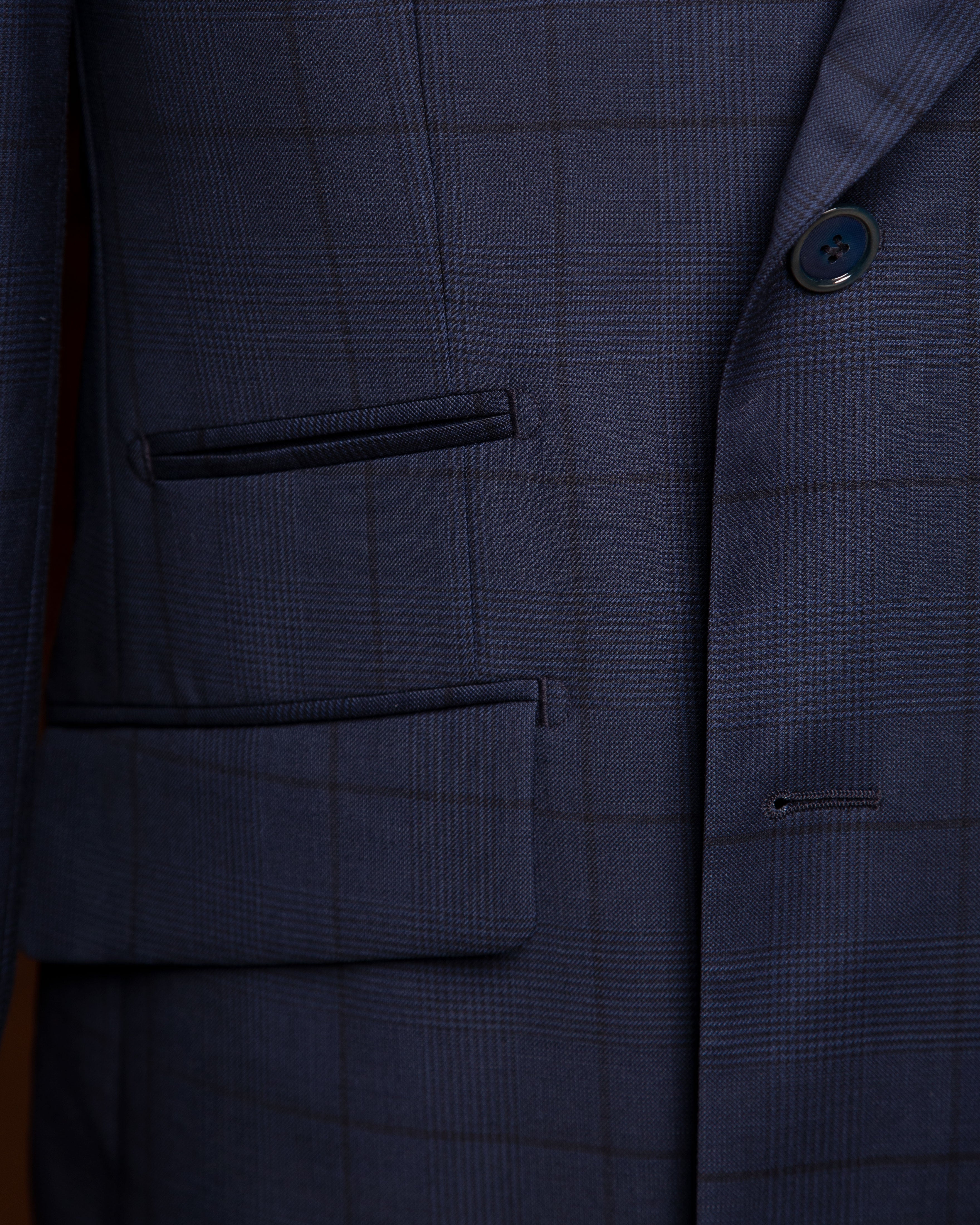 Canova Prince of Wales Blue Double Breasted Suit